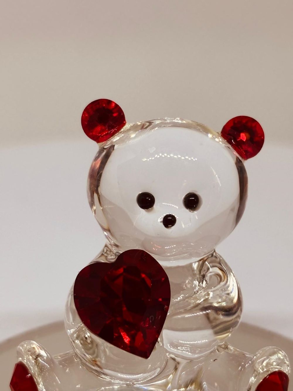 "I Love You" Bear Figurine | Handcrafted Glass Bear with Crystal Heart