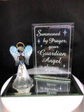Guardian Angel Figurine with Blue Crystal Heart Handcrafted Glass Angel Gift