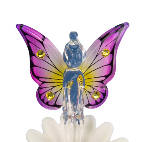 Glass Sunburst Fairy Collectible Figurine with Crystals Accents