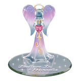 Glass Angel Figurine Believe In Miracles Crystal Heart Gift Decor