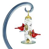 Cardinal Feeder Handcrafted Glass Bird Figurine Decor