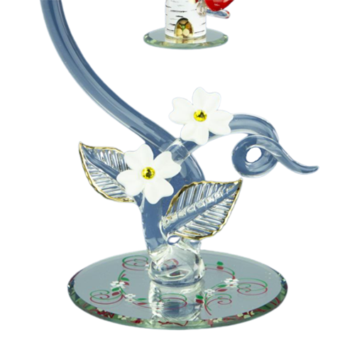 Glass Baron Cardinal Feeder Accented with Crystals and 22Kt Gold