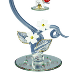 Cardinal Feeder Handcrafted Glass Bird Figurine Decor
