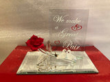 Rose & Love Doves Figurine, Handmade Dove Pair, Couple Valentine Gift, Anniversary Gift, Gift for Him/Her, Home Decor