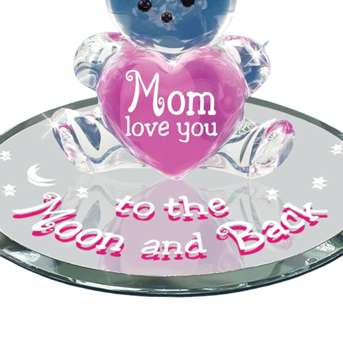 Glass Bear with Pink Heart Collectible Figurine