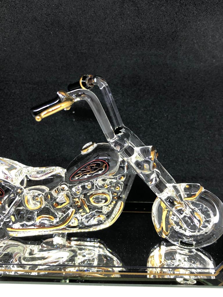 Motorcycle Gift for Men | Glass Motorcycle Figurine Biker Desk Decor