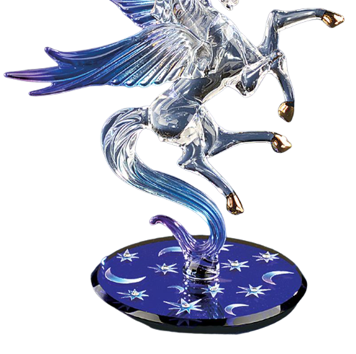 Glass Celestial Pegasus Figurine with Crystal & 22kt Gold Accents