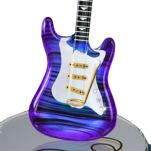 Vintage Purple Haze Guitar Collectible Figurine, Handcrafted Gift for Christmas, Handmade Guitar Home Decor