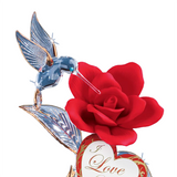 I Love You Hummingbird on Red Rose Figurine | Handcrafted Glass Gift for Her, Mom, or Partner