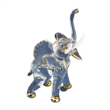 Glass Elephant Figurine with Crystals & 22Kt Gold Symbol of Strength