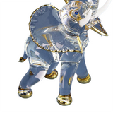 Glass Elephant Figurine with Crystals & 22Kt Gold Symbol of Strength