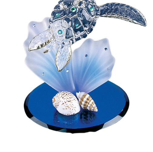 Glass Baron Sea Turtle on Blue Coral Collectible Figurine