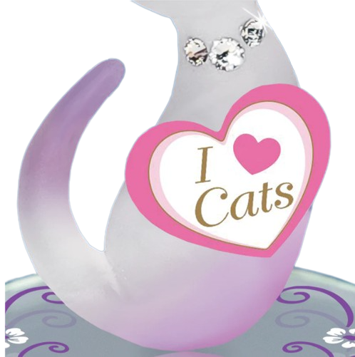 Glass Baron Pink Cat I Love Cats Figurine