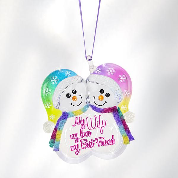 Glass Baron Snow Couple Handcrafted Ornament