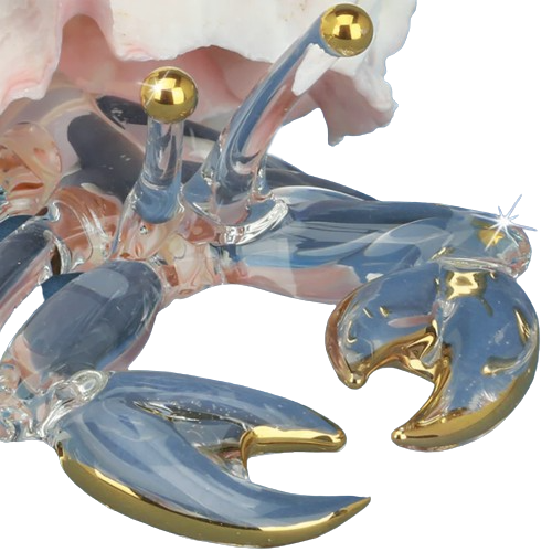 Glass Baron Hermit Crab Handcrafted Figurine with 22kt Gold Accents