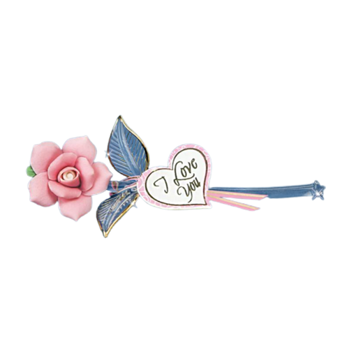 Glass Small Pink Rose "I Love You" Collectible Figurine