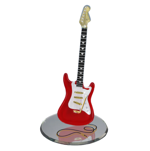 Glass Baron Large Vintage Red Guitar Figurine
