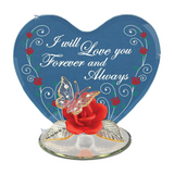 "I Love You Always" Butterfly & Rose Handcrafted Glass Figurine