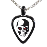 Skull Guitar Pick Necklace for Rock Music Lovers  18" Chain