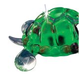 Green Turtle Figurine Handcrafted Glass Sea Turtle with Crystal Eyes