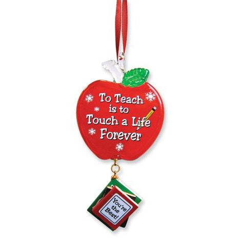 To Teach Apple Ornament Handcrafted Glass Teacher Gift