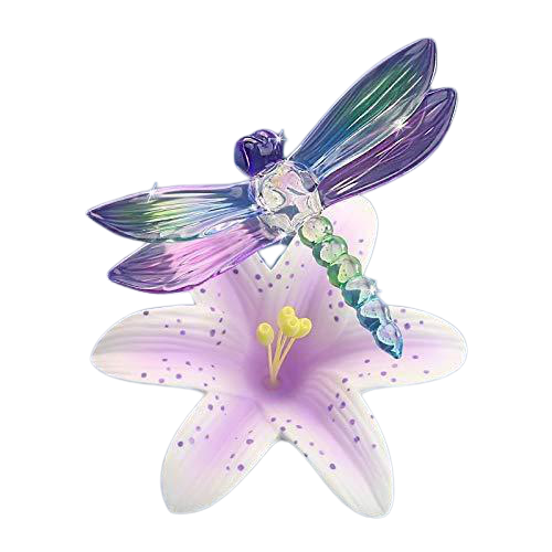 Dragonfly and lavender Lily Decor, Colorful dragonfly, Handcrafted Figurine, Home Decor, Gift For Mom