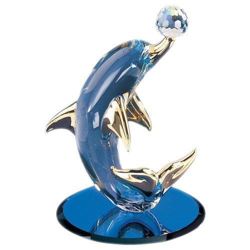 Glass Dolphin with Crystal Ball Collectible Figurine