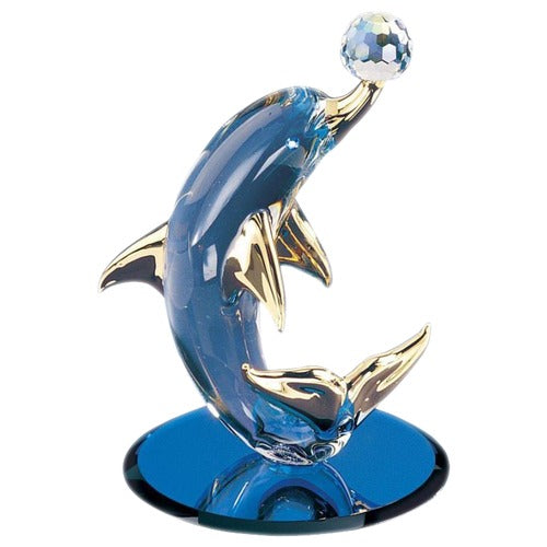 Glass Dolphin Figurine, Dolphin & Crystal Ball, Holiday Gifts for Him/Her, Handmade Figurine, Gifts for Mom, Art Decor
