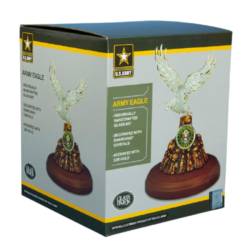 U.S. Army Eagle Glass Collectible Figurines with Crystal Accents