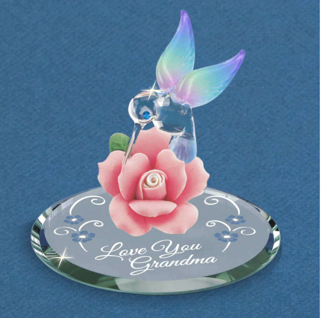 Glass Baron Hummingbird Collectible Figurine Love You Grandma Gift