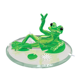 Peace is Good Frog Figurine Handcrafted Glass Frog Collectible