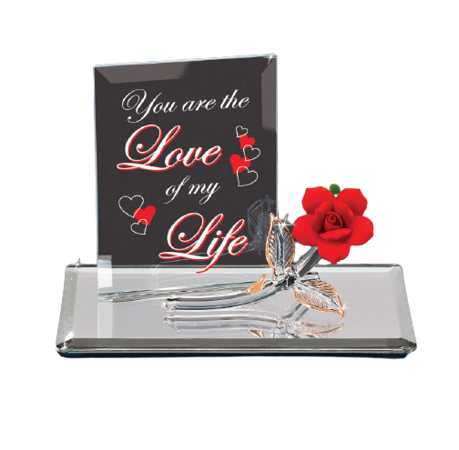 Glass Baron Red Rose My Love Figurine