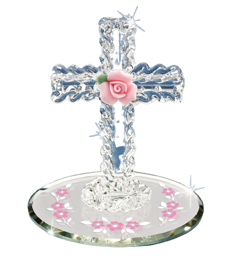 Glass Baron ~ "May God Bless You" Cross Figurine