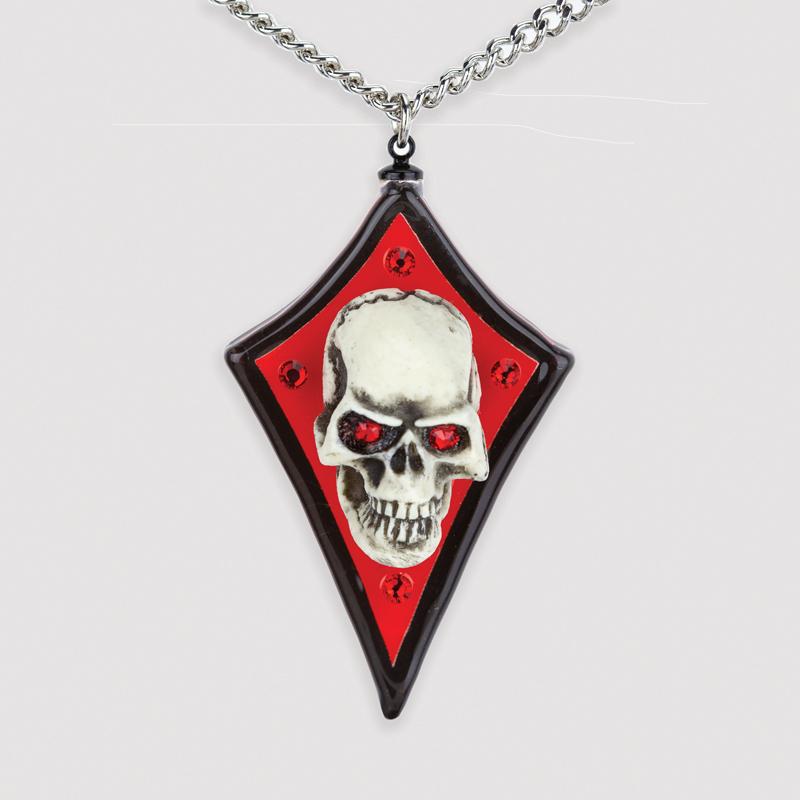 Glass Baron Diamond Shape Skull Necklace