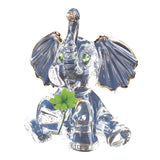 Lucky the Elephant Figurine with Clover Handcrafted Glass Gift