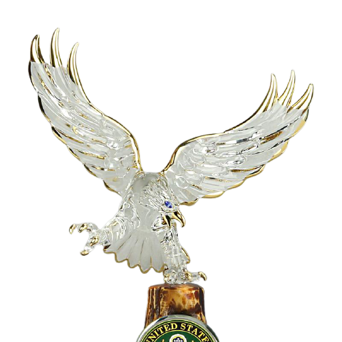 U.S. Army Eagle Glass Collectible Figurines with Crystal Accents