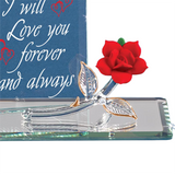 Forever Red Rose Handcrafted Glass Rose Figurine with Love Message