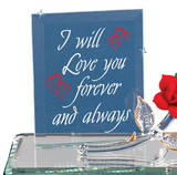 Forever Red Rose Handcrafted Glass Rose Figurine with Love Message