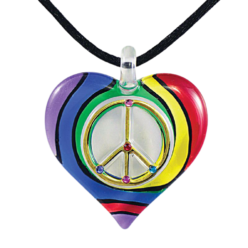 Rainbow Peace Sign Necklace Jewelry, Peace Symbol Pendant, Holiday Gift, Handmade Jewelry Gift