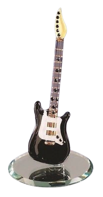 Black Vintage Guitar Glass Handcrafted Figurine