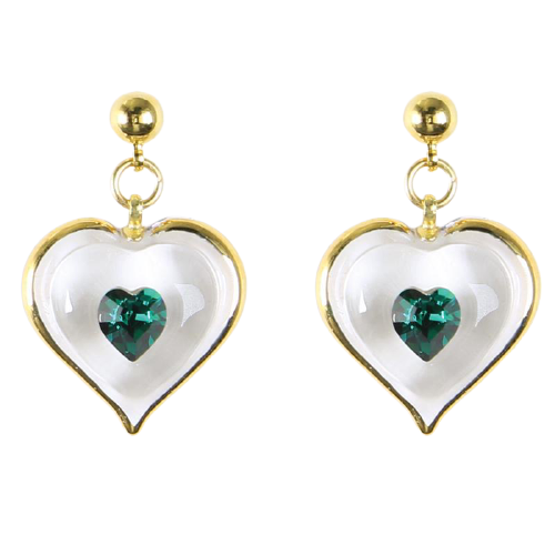 Glass Baron "May Birthstone Heart Earrings"