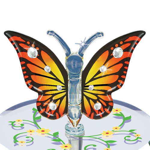 Glass Monarch Butterfly with Crystals Handcrafted Figurine