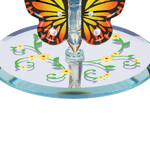 Glass Monarch Butterfly with Crystals Handcrafted Figurine