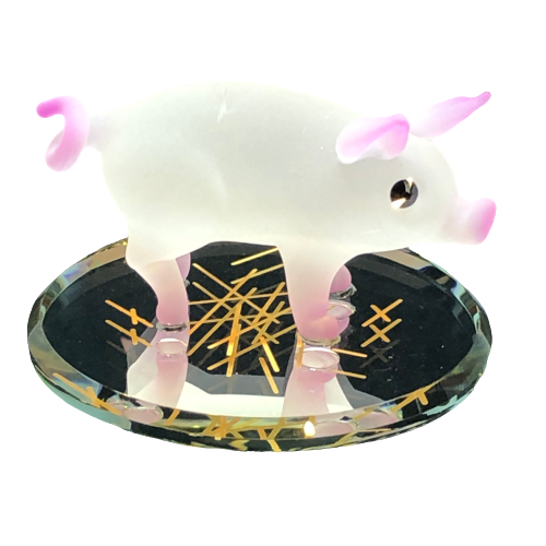 Glass Baron Barnyard Pig Figurine Accented with Crystal Eyes
