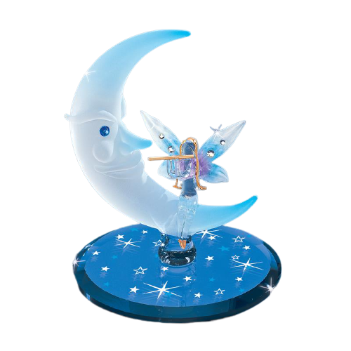 Moon and Fairy Figurine, Handmade Glass Fairy, Home Decoration, Holiday Christmas Gifts, Crystal Decor