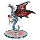 Dragon with Fire Figurine Handcrafted Glass Dragon Collectible