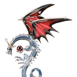 Handcrafted Glass Dragon Figurine on Black Mountain Crystal & Gold Accents