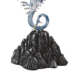 Handcrafted Glass Dragon Figurine on Black Mountain Crystal & Gold Accents