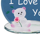 Mom I Love You Bear Handcrafted Glass Figurine Gift for Mom