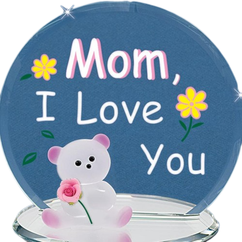 Bear Mom I Love, Handcrafted Bear Glass Figurine, Keepsake Gift, Home Decor, Mothers Day, Gift for Mom